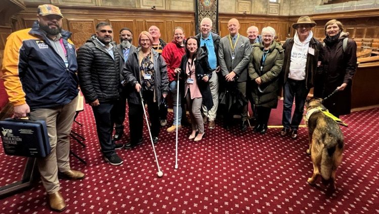 Leeds Councillors stood in a line with West Yorkshire Sight Loss Council members